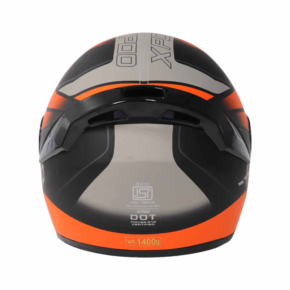 TVS XPOD Speedy Helmet White/Orange Dynamic Full-Face Protection